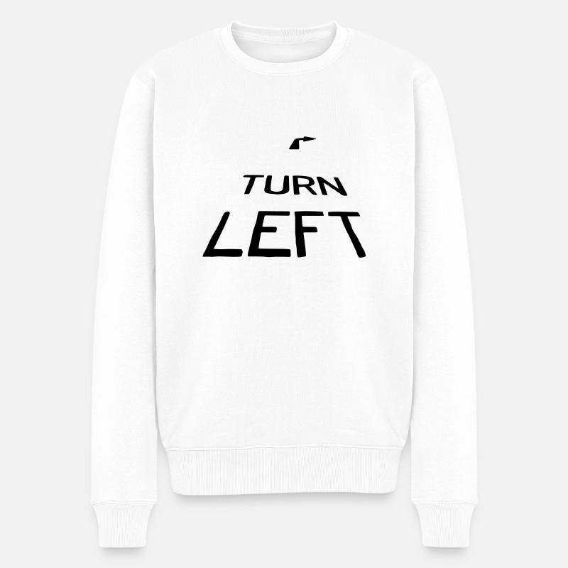 Turn Left - Männer Premium Bio Pullover - Weiß