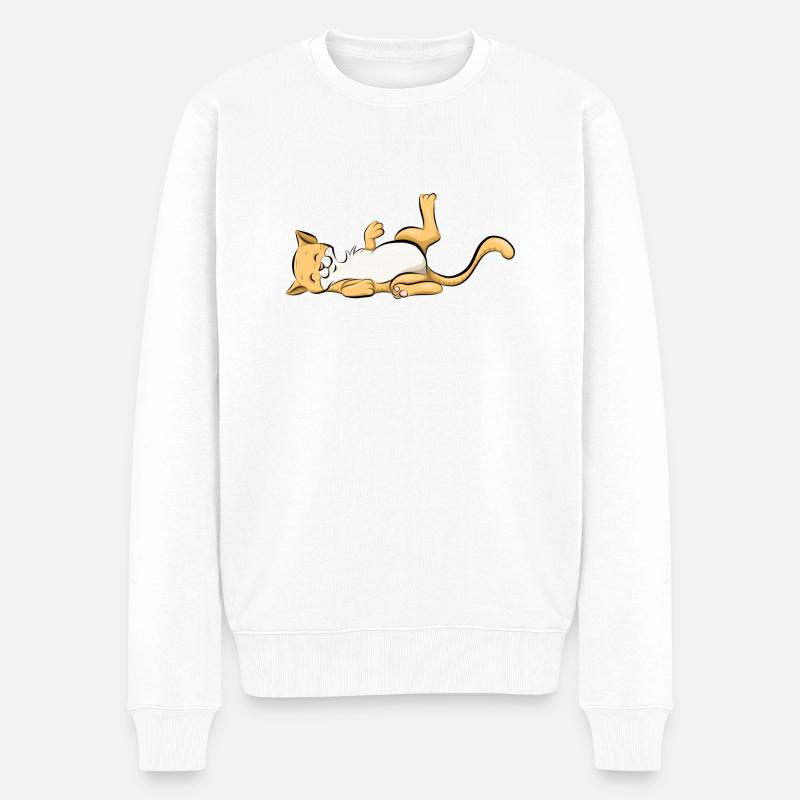 Katze - Männer Premium Bio Pullover - Weiß
