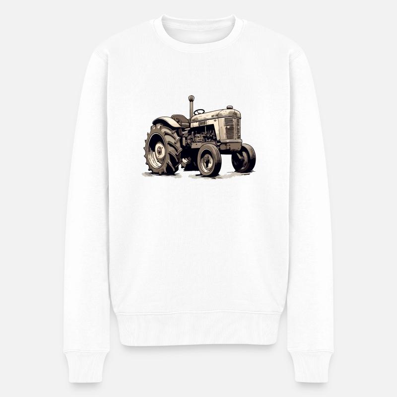 Altmodischer Traktor - Männer Premium Bio Pullover - Weiß
