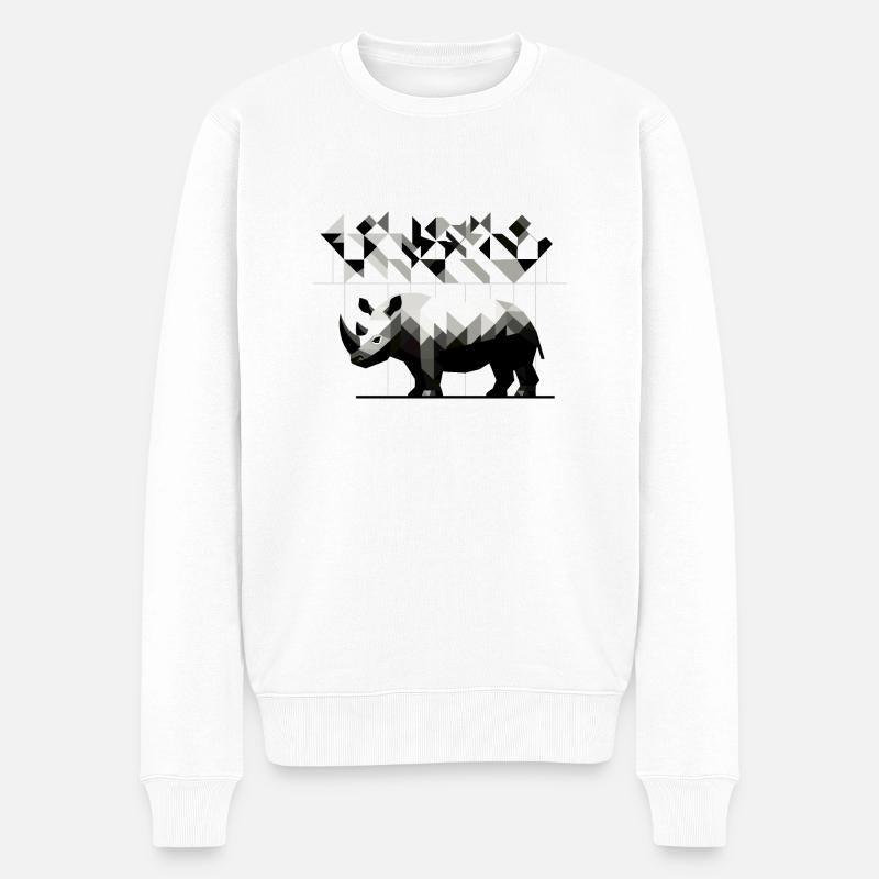 Geometrisches Nashorn - Männer Premium Bio Pullover - Weiß