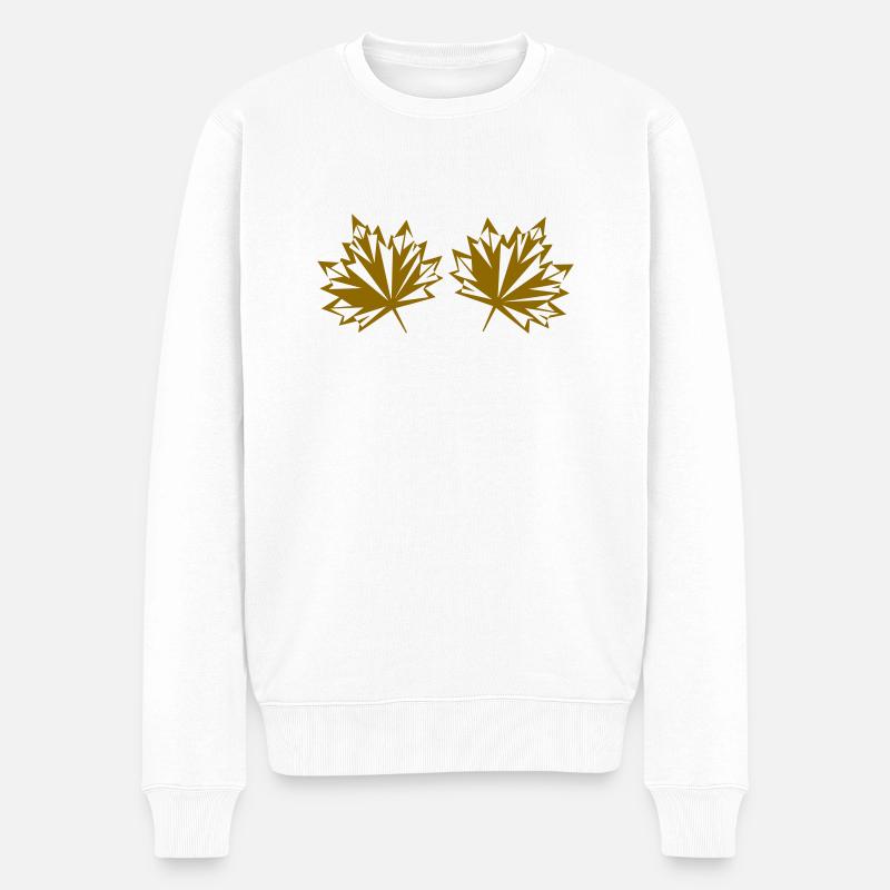 herbst blatt 2 - Männer Premium Bio Pullover - Weiß