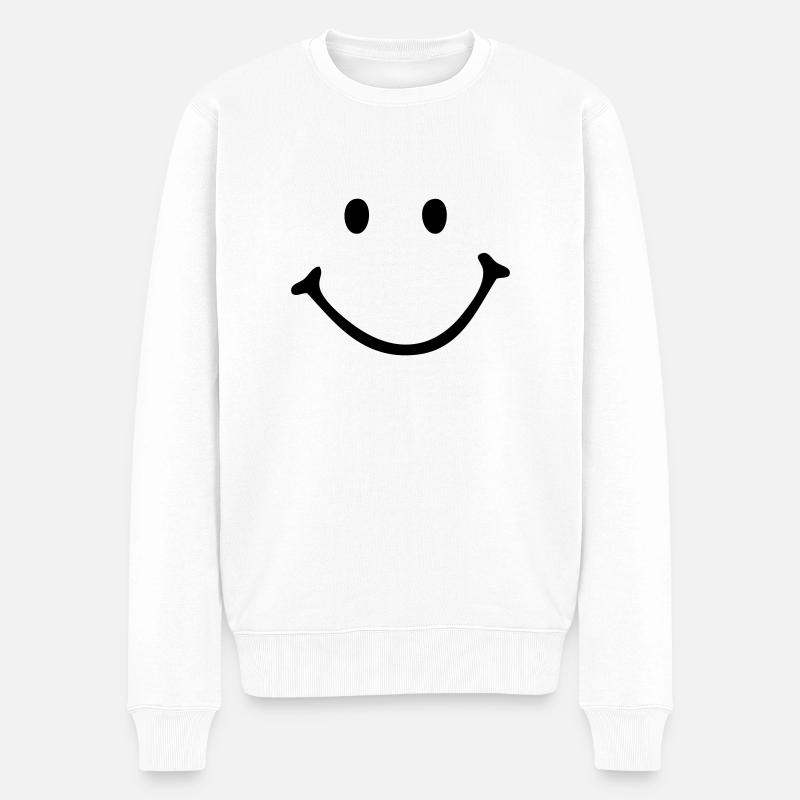 Smiley - Smile - Männer Premium Bio Pullover - Weiß