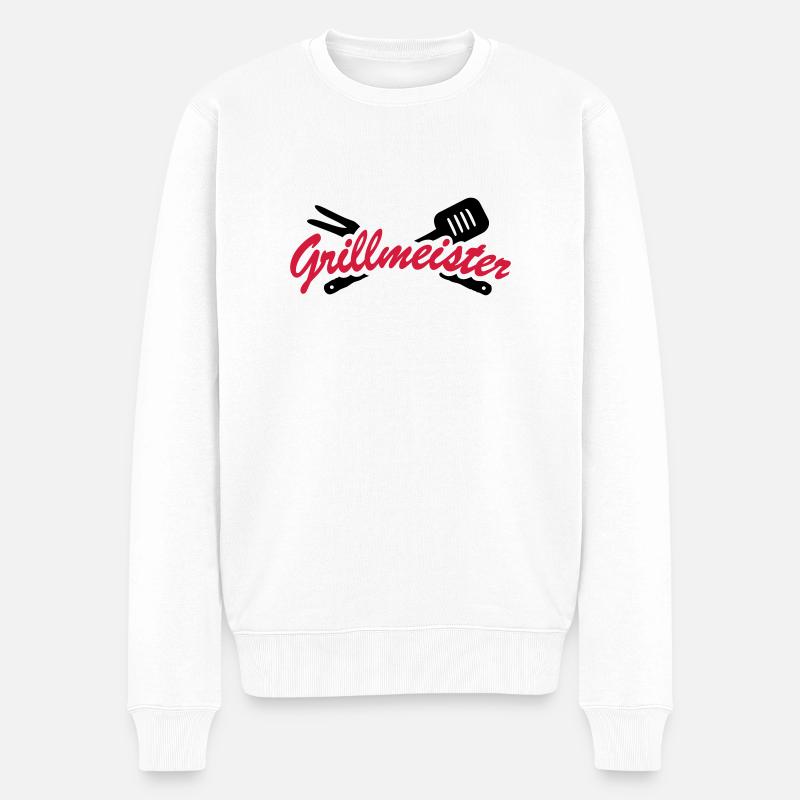Grillmeister - Männer Premium Bio Pullover - Weiß