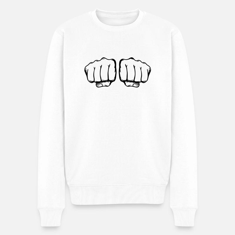two fists - Männer Premium Bio Pullover - Weiß