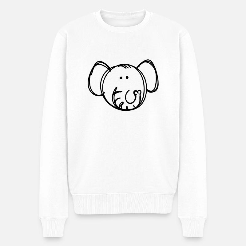 Elefant Zeichnung - Männer Premium Bio Pullover - Weiß