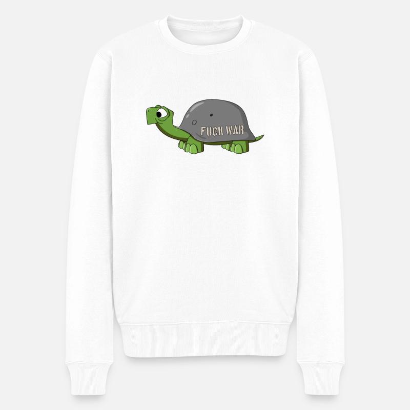 Schildkröte Fuck War - Männer Premium Bio Pullover - Weiß