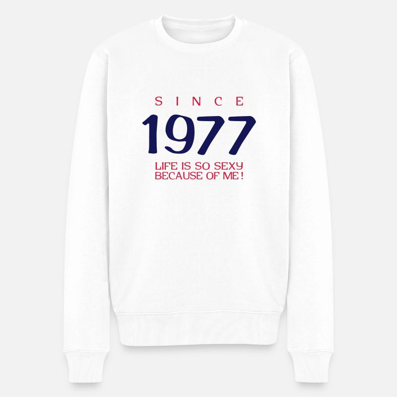 1977 - Männer Premium Bio Pullover - Weiß