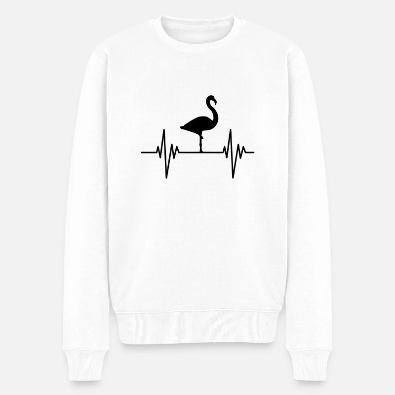 Flamingo Pulse - Männer Premium Bio Pullover - Weiß