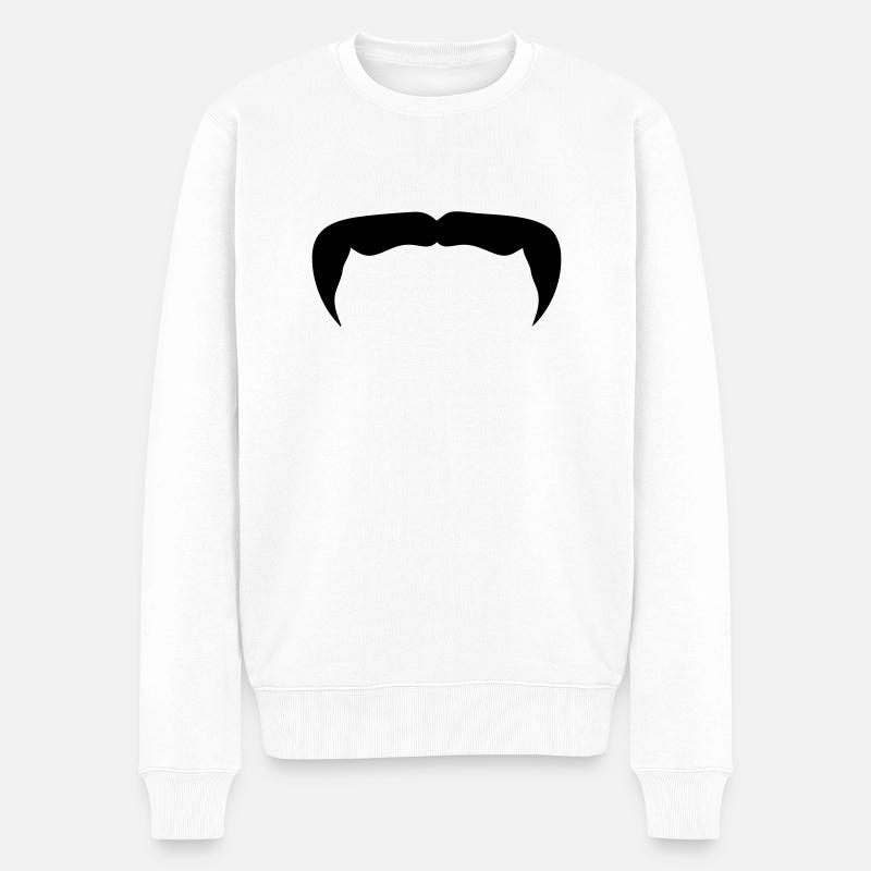 moustache mustache barbe beard12 hipster - Pull Premium bio Homme - blanc