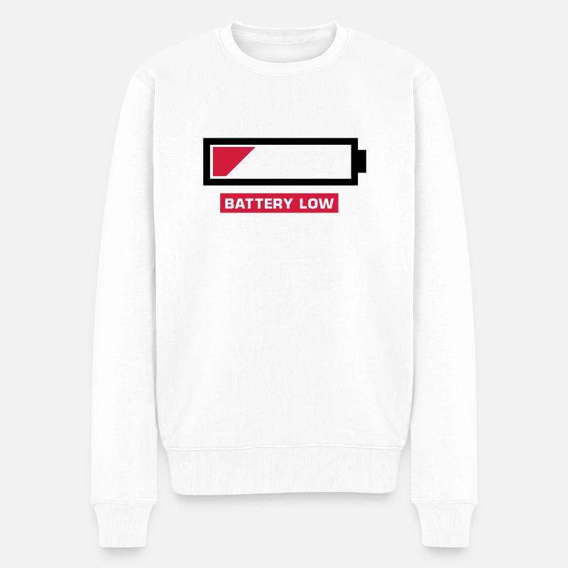 battery_low__f2 - Männer Premium Bio Pullover - Weiß