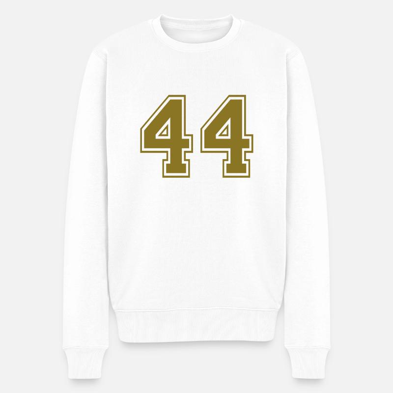 44 - Nummer - Männer Premium Bio Pullover - Weiß