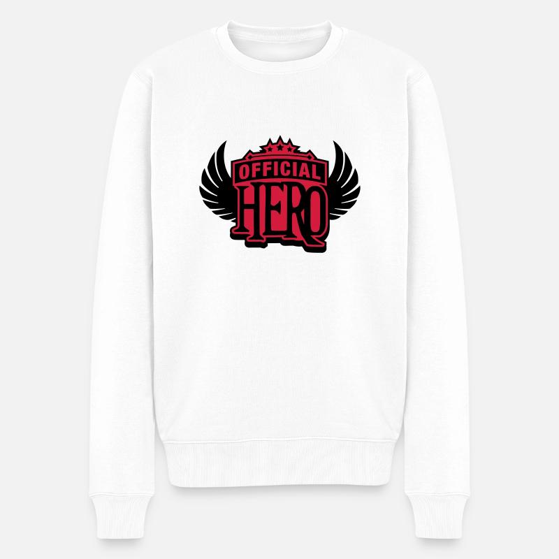 official_hero_je2 - Männer Premium Bio Pullover - Weiß