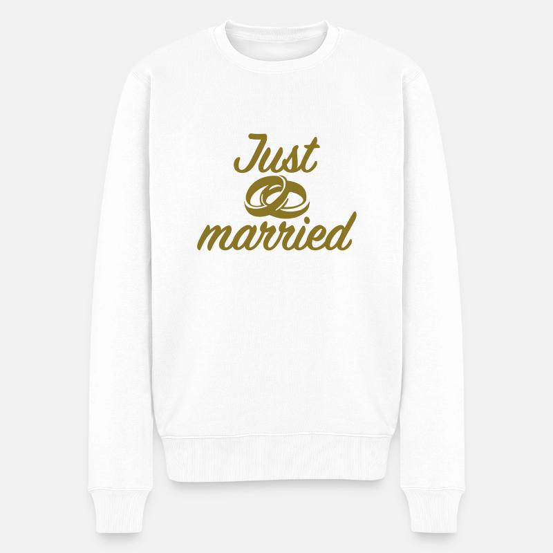 Just Married - Männer Premium Bio Pullover - Weiß