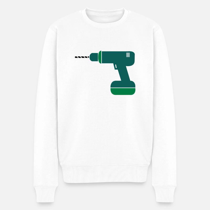 bohrmaschine2 - Männer Premium Bio Pullover - Weiß