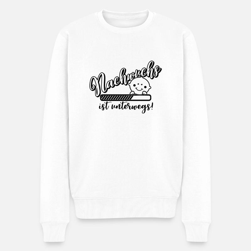 Nachwuchs lädt - Schwangerschaft - Baby - Geburt - Männer Premium Bio Pullover - Weiß