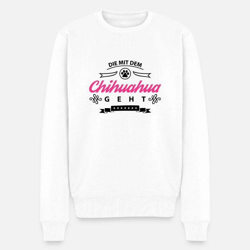 chihuahua die mit dem geht - Männer Premium Bio Pullover - Weiß