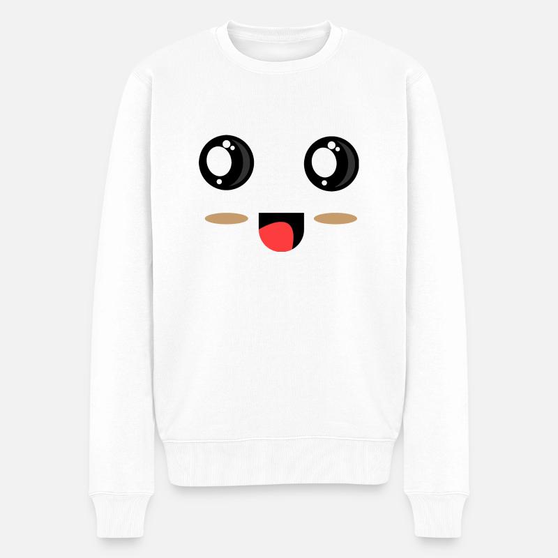 Visage doux - yeux rieurs - Pull Premium bio Homme - blanc
