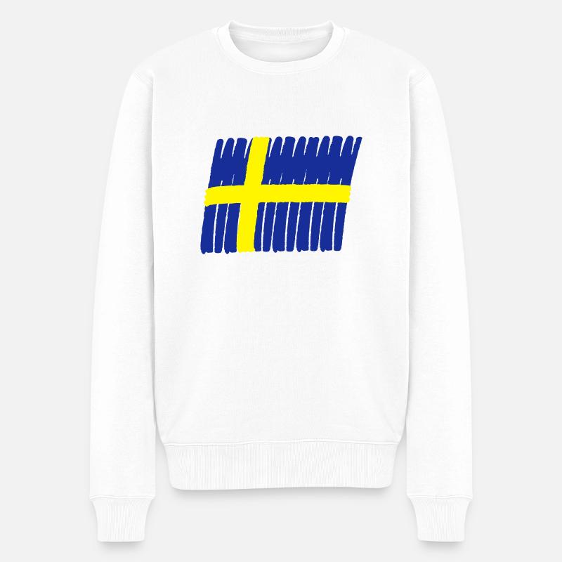 Sweden flag paint - Männer Premium Bio Pullover - Weiß