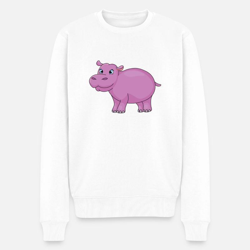 hippo cartoon - Männer Premium Bio Pullover - Weiß
