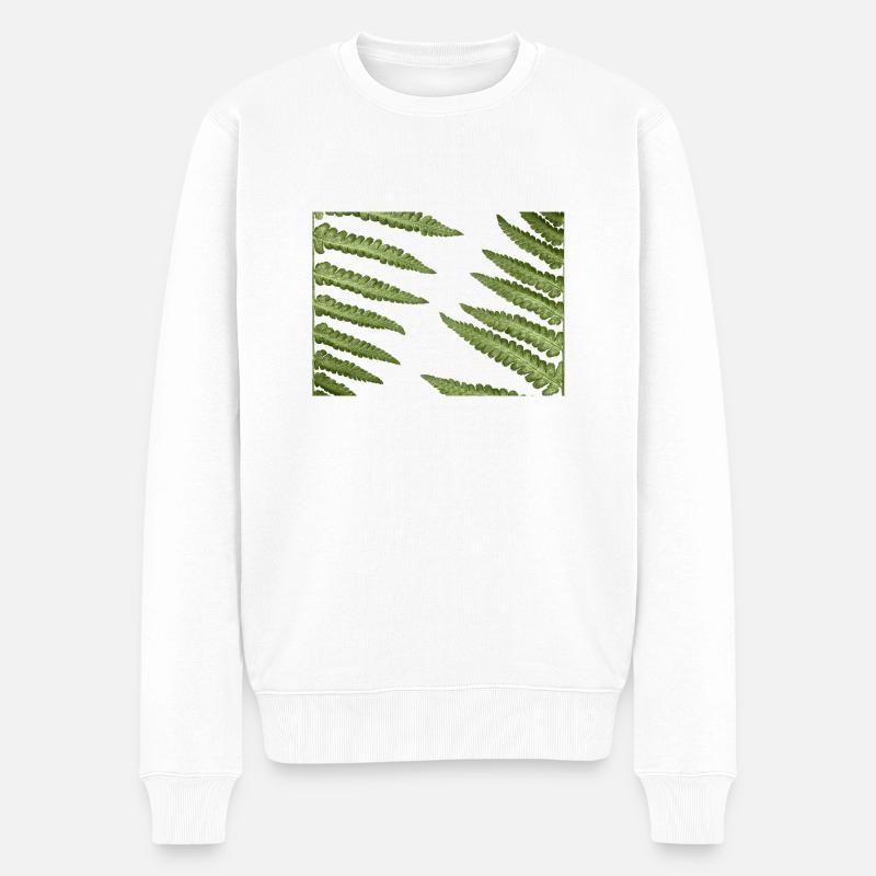 Abstrakte Farn-Muster - Männer Premium Bio Pullover - Weiß