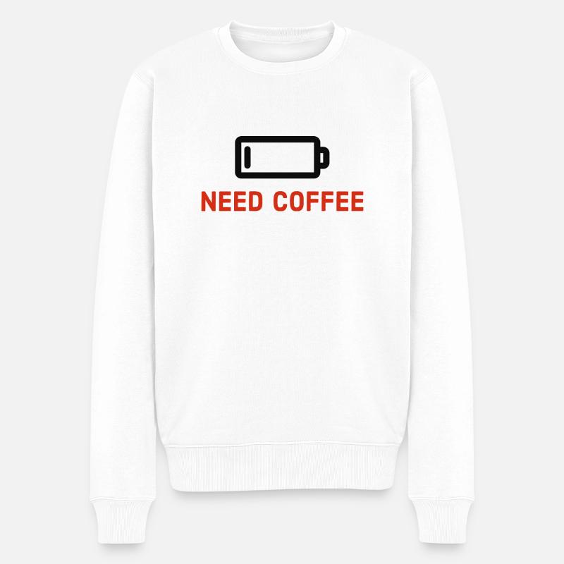 Need Coffee - Männer Premium Bio Pullover - Weiß