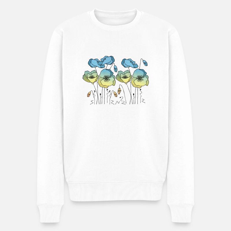 Blumen - Männer Premium Bio Pullover - Weiß