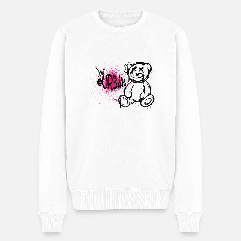 Urban Graffiti Teddy - Männer Premium Bio Pullover - Weiß