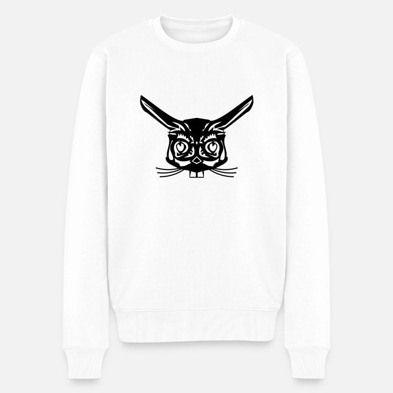 Visage abstrait de lapin - Pull Premium bio Homme - blanc
