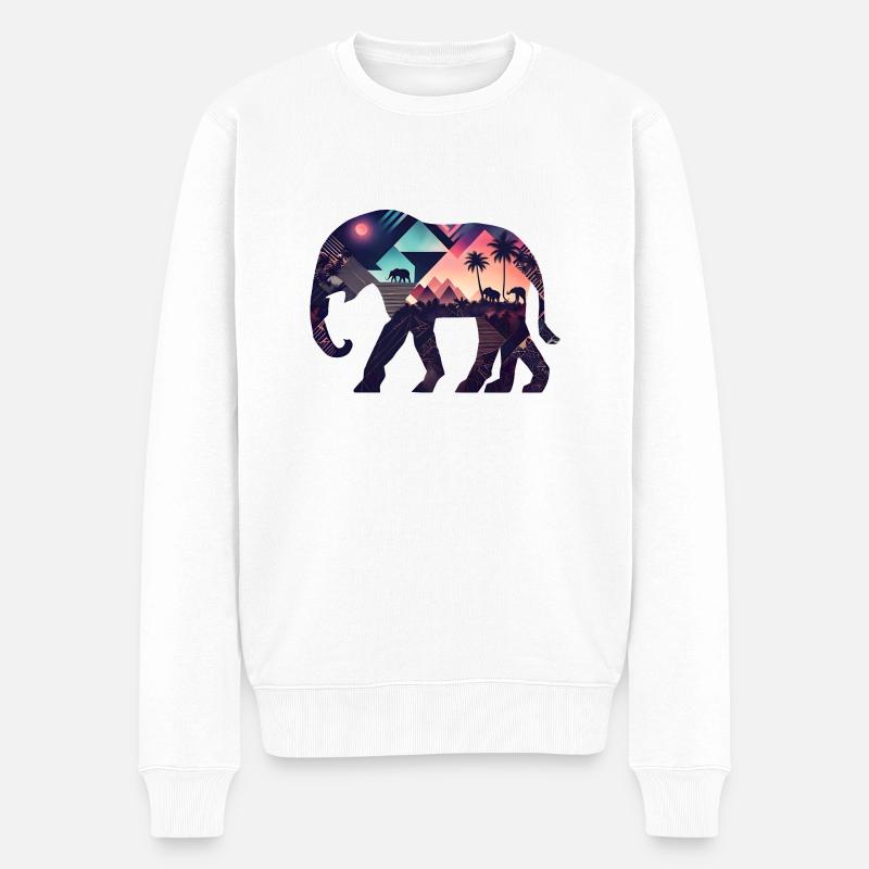 Die Reise des Elefanten - Männer Premium Bio Pullover - Weiß