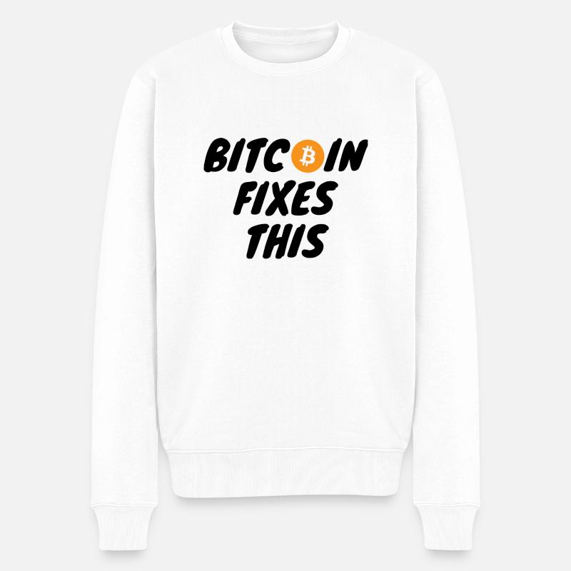 Krypto Bitcoin Fixes This - Männer Premium Bio Pullover - Weiß