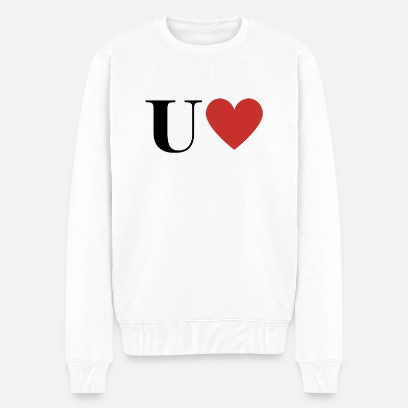 Buchstabe u rotes Herz - Männer Premium Bio Pullover - Weiß