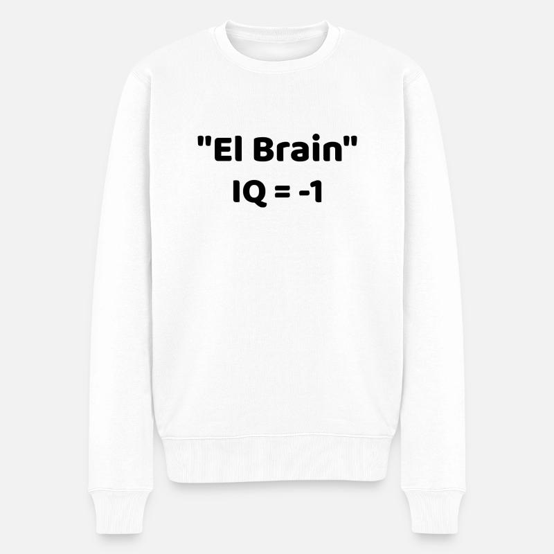 "El Brain" IQ = -1 - Männer Premium Bio Pullover - Weiß