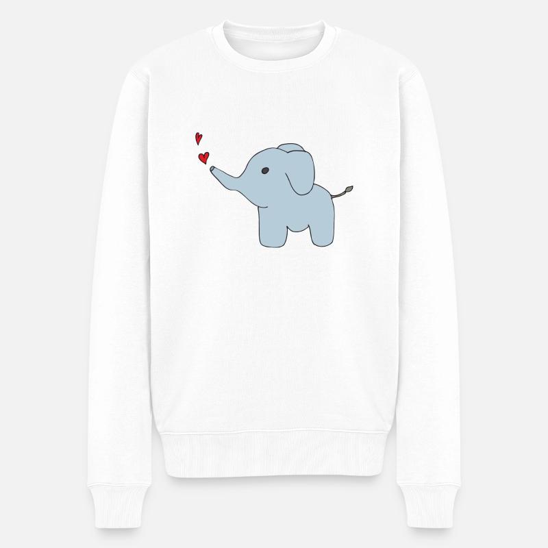 elefant sprüht herzen - Männer Premium Bio Pullover - Weiß