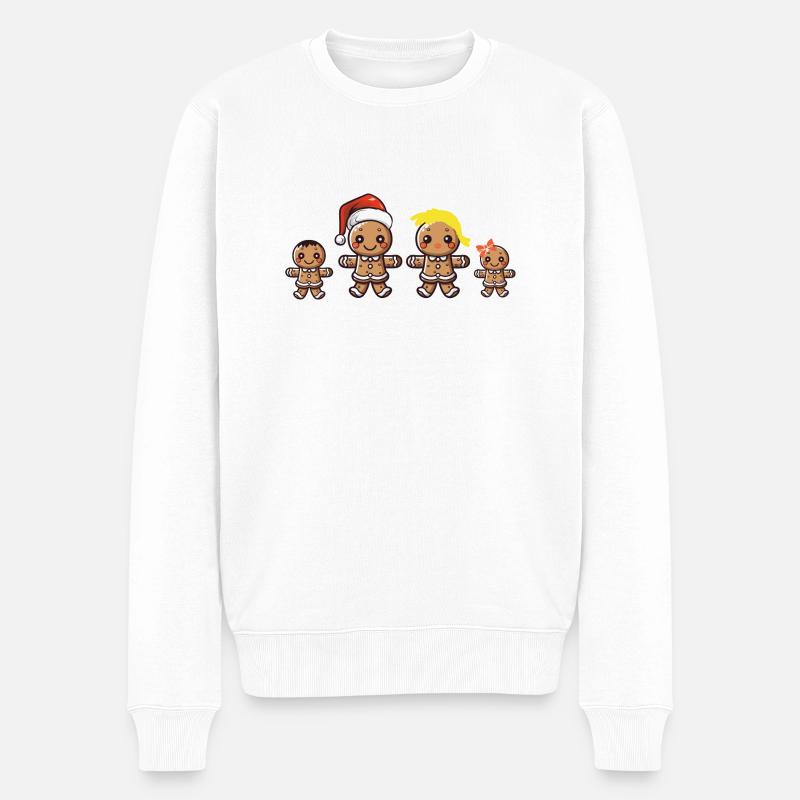 Gingerbread Family - Männer Premium Bio Pullover - Weiß