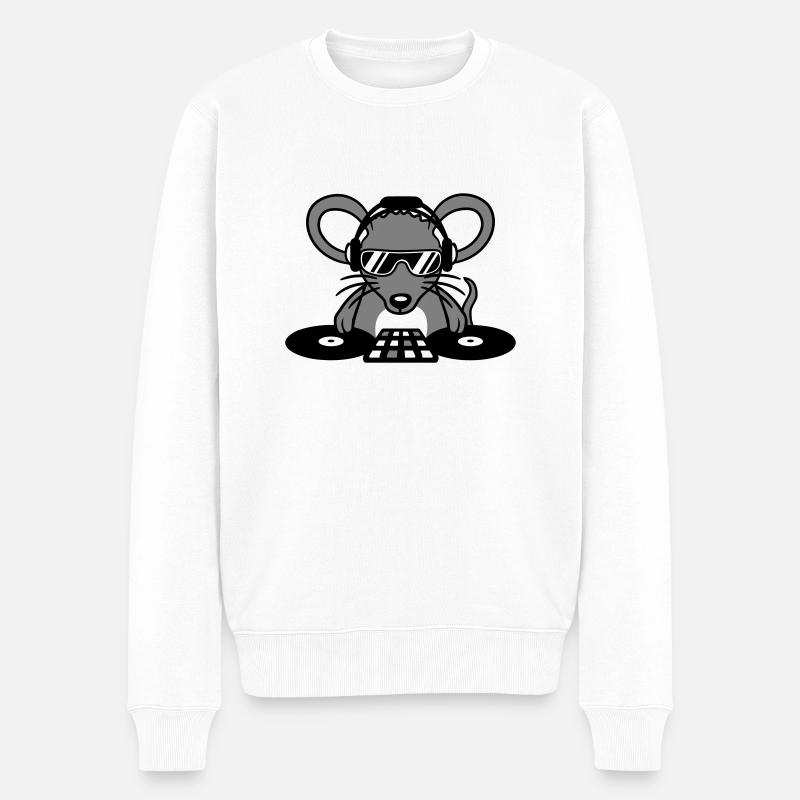 Maus DJ Sonnenbrille Kopfhörer Party Feiern Musik - Männer Premium Bio Pullover - Weiß