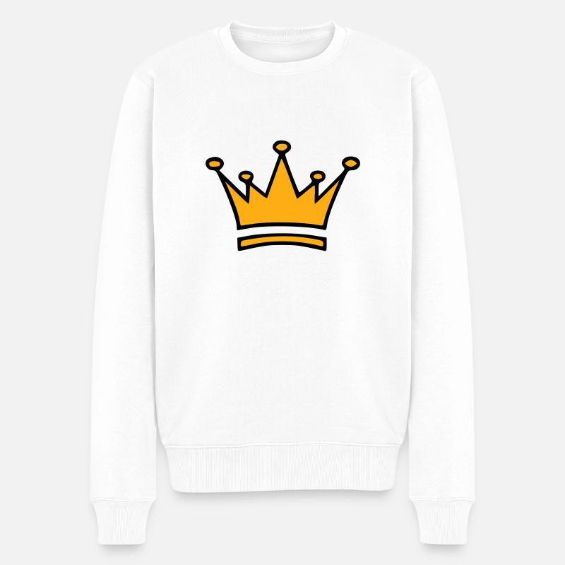 KRONE - Männer Premium Bio Pullover - Weiß