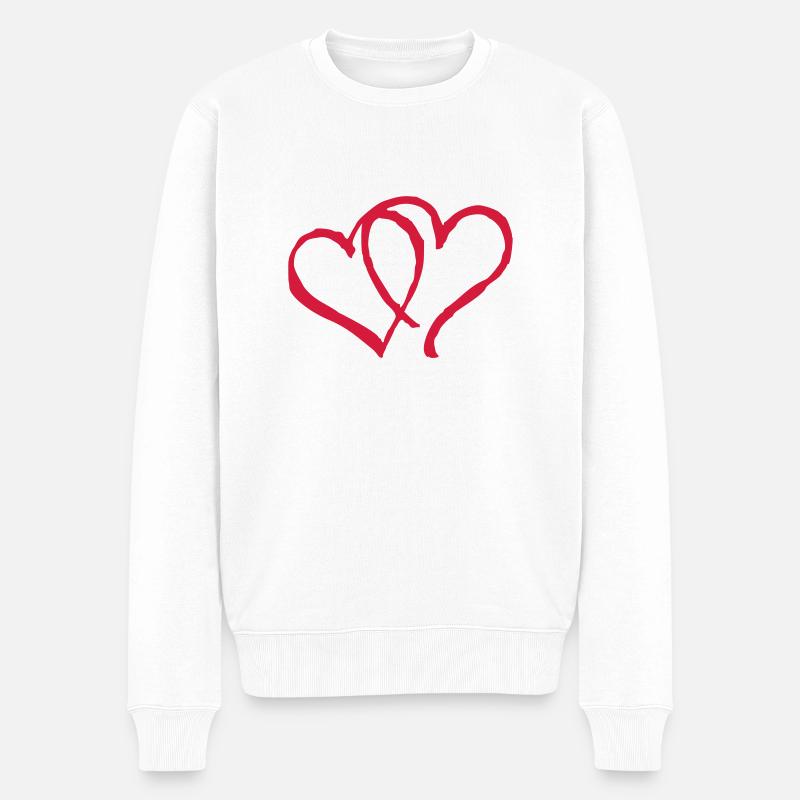 Herz - Männer Premium Bio Pullover - Weiß