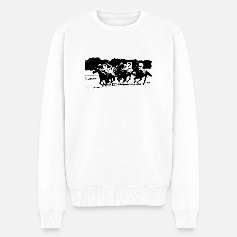 Course de chevaux - Pull Premium bio Homme - blanc