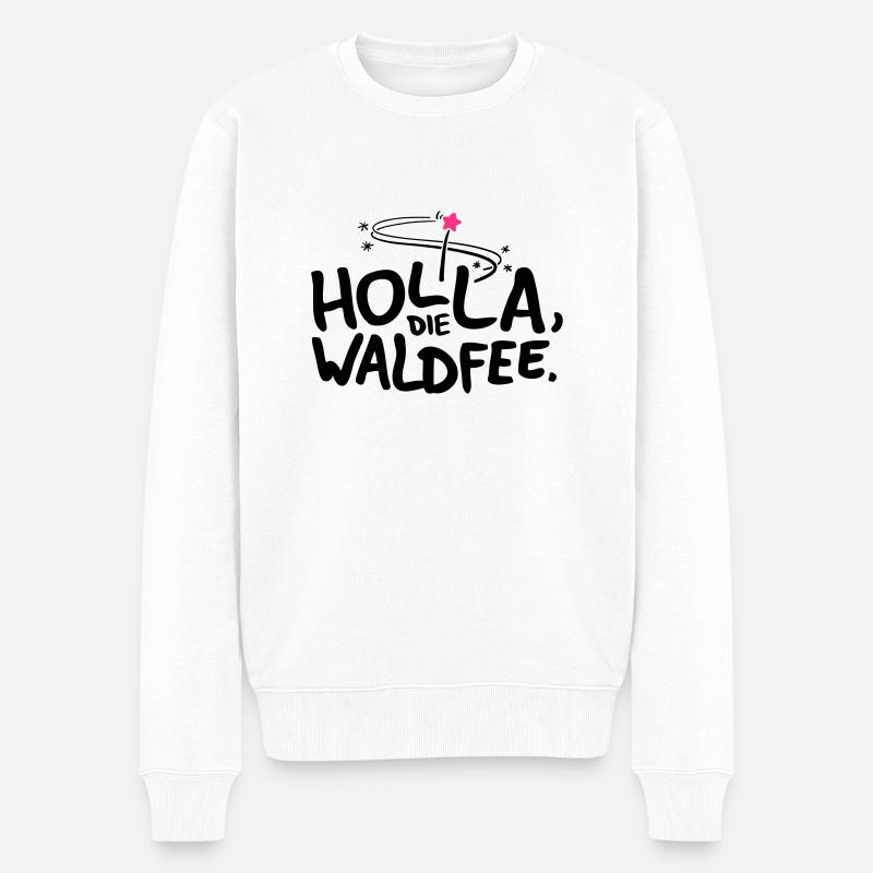 Holla die Waldfee - Männer Premium Bio Pullover - Weiß