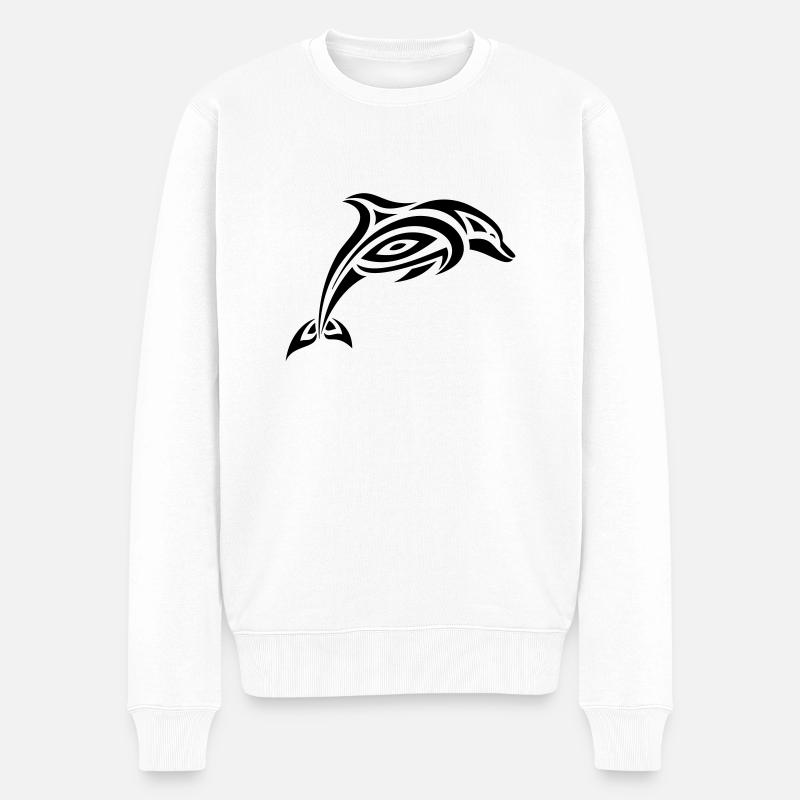 Tribal Delfin - Männer Premium Bio Pullover - Weiß