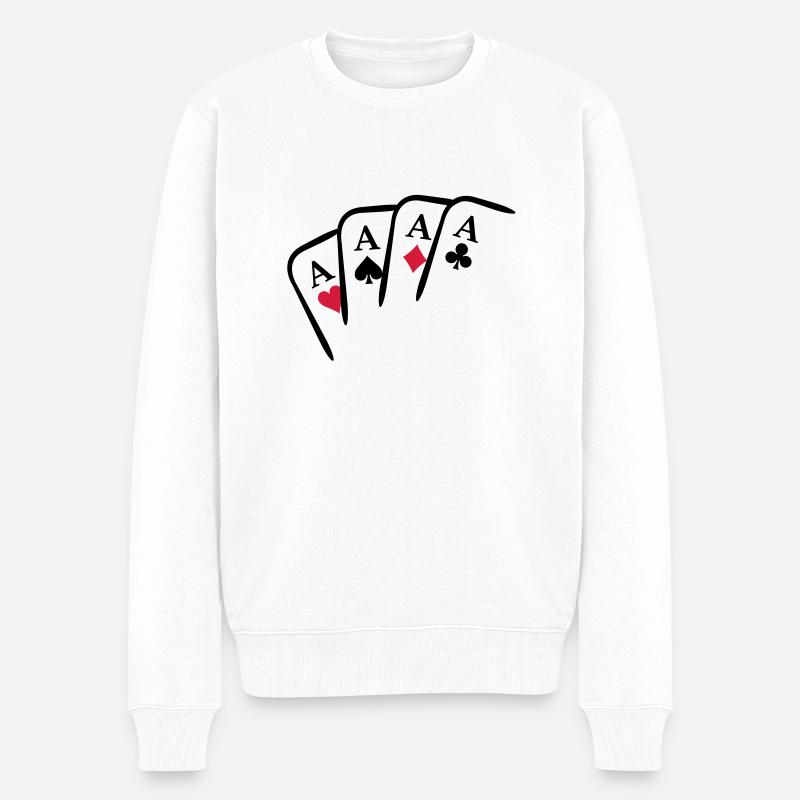 Poker Cards - Pull Premium bio Homme - blanc
