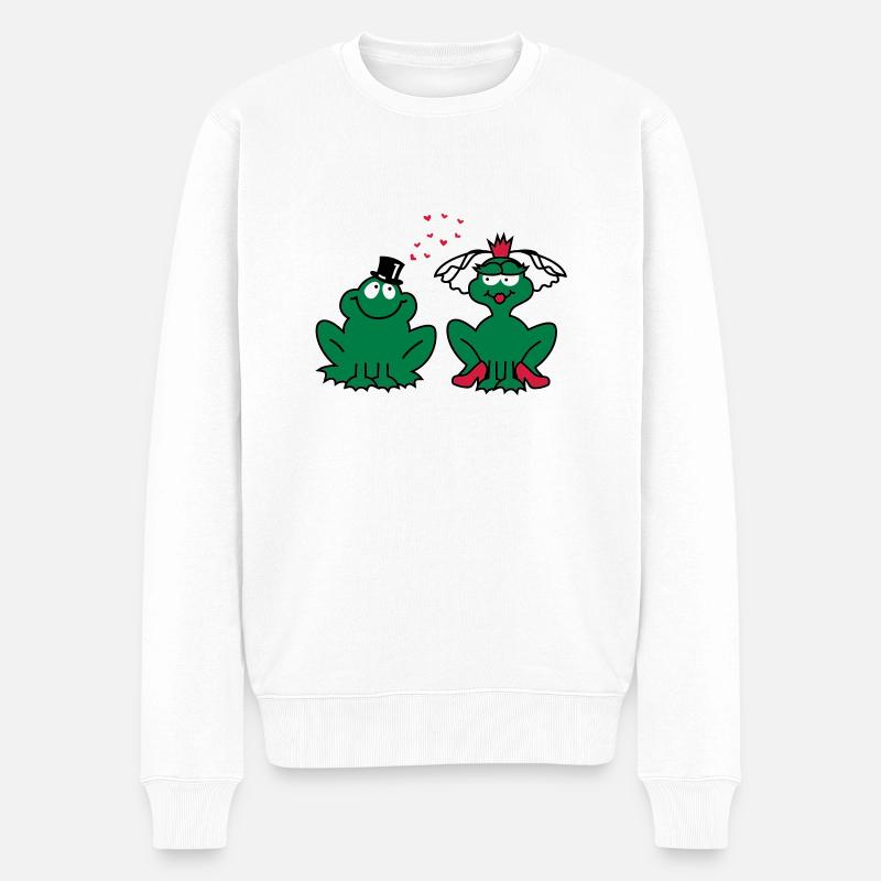 Hochzeit - JGA - Braut - Paar - Froschpärchen - 3C - Männer Premium Bio Pullover - Weiß