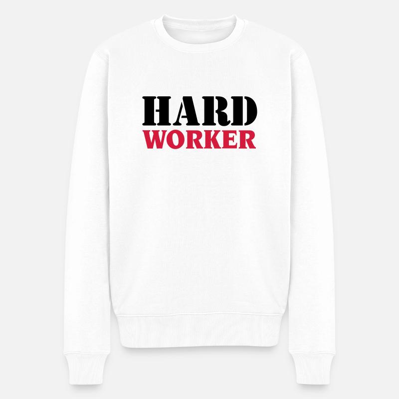 Hard worker - Männer Premium Bio Pullover - Weiß