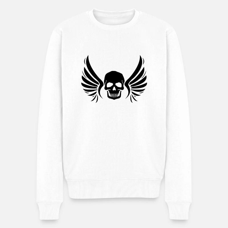 fly_skull_01 - Männer Premium Bio Pullover - Weiß
