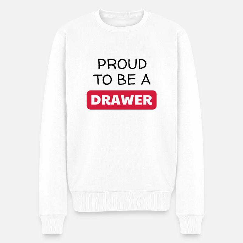 Dessin / Dessinateur / Drawing / Drawer - Pull Premium bio Homme - blanc