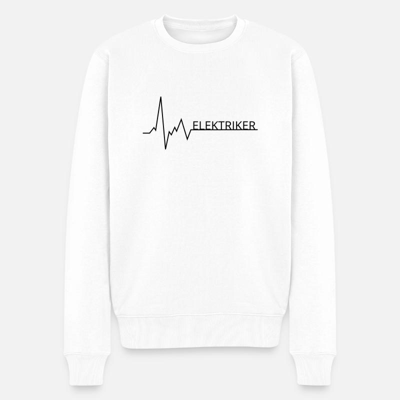 herzschlag elektriker - Männer Premium Bio Pullover - Weiß