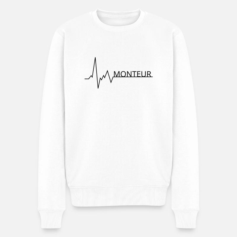 herzschlag monteur - Männer Premium Bio Pullover - Weiß