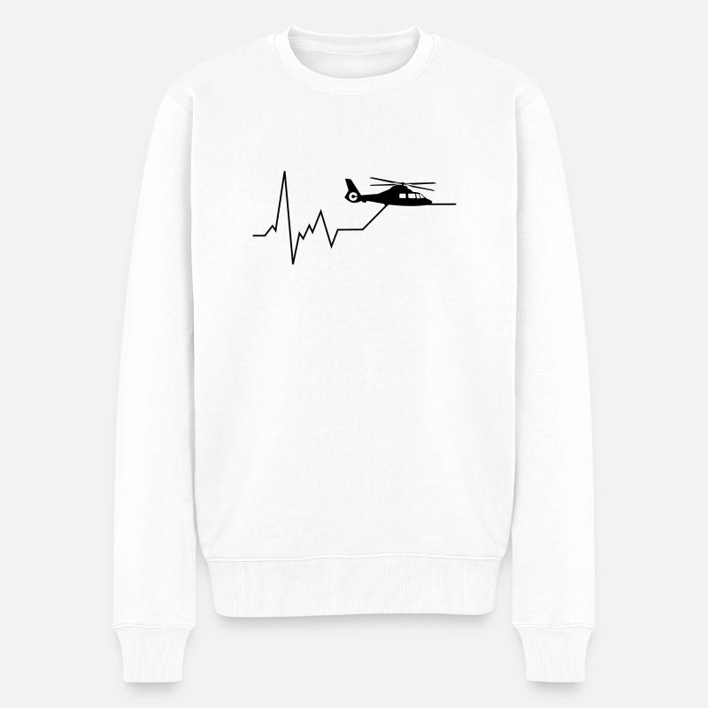 herzschlag helikopter - Männer Premium Bio Pullover - Weiß