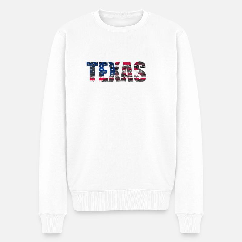 TEXAS - Männer Premium Bio Pullover - Weiß