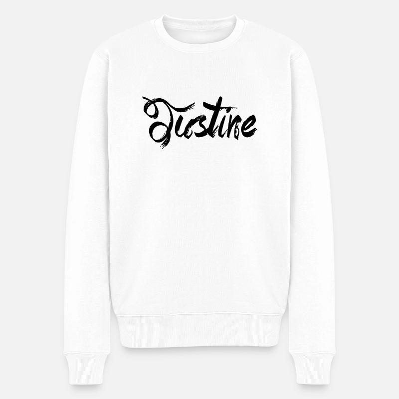 Justine - Männer Premium Bio Pullover - Weiß